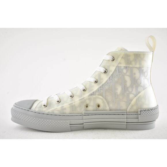Dior Mens B23 Grey Oblique Logo Transparent High Top Lace Up Flat Sneaker 44 11 - Picture 9 of 12